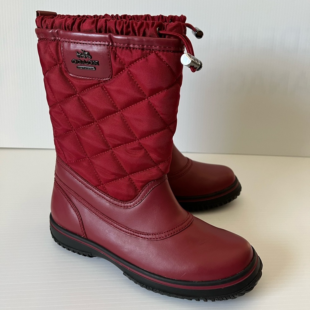 COACH NWOT “Samara” Quilted Winter Boots RED WINE Size Women 5B